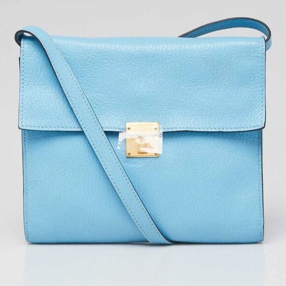 Hermes Celeste Chevre Mysore Leather Clic 16 Wallet w/Strap - Picture 1 of 10